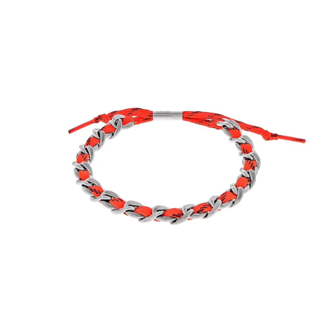 Malibu Gourmette Choker in Antique Silver/neon Orange