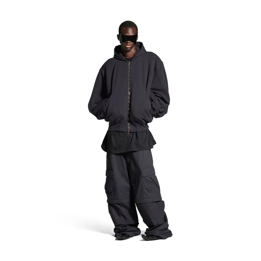Men's Agaicnelab Hooded Bomber in Black/orange