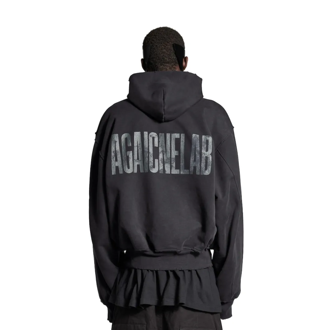 Men's Agaicnelab Hooded Bomber in Black/orange