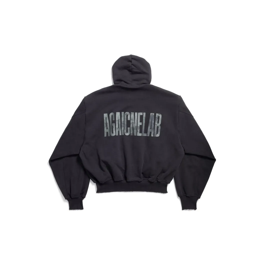 Men's Agaicnelab Hooded Bomber in Black/orange