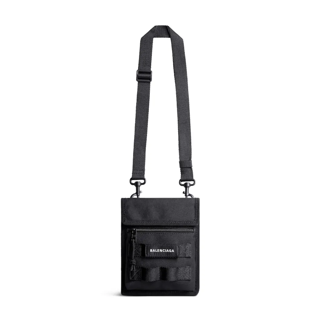 Men's Army Small Pouch With Strap in Black