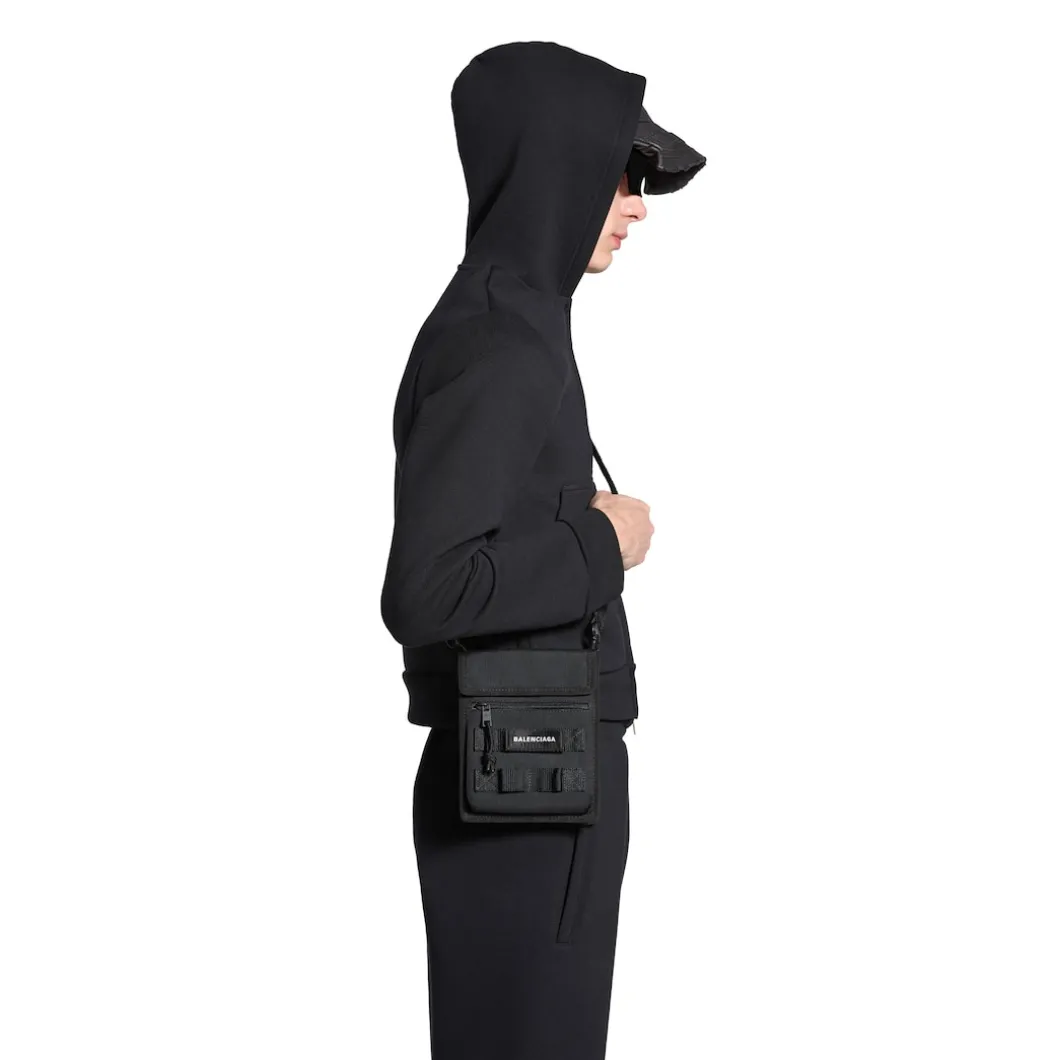 Men's Army Small Pouch With Strap in Black