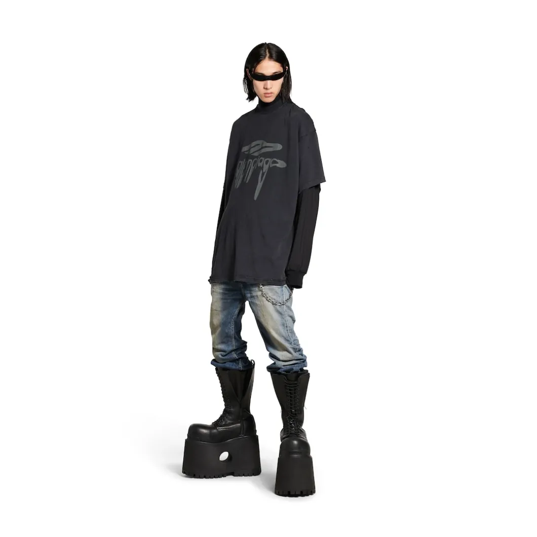 Men's 3b Liquefied T-shirt Oversized in Black/grey