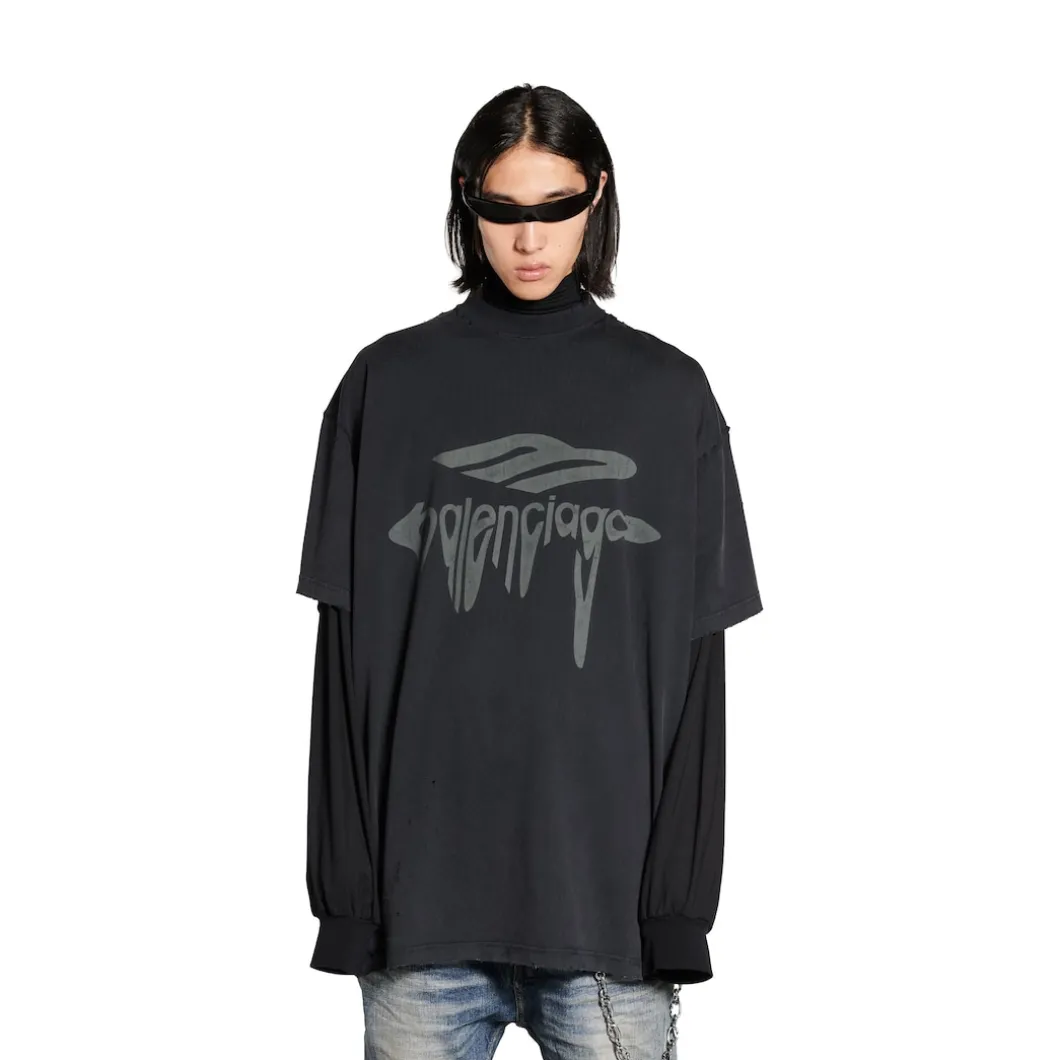 Men's 3b Liquefied T-shirt Oversized in Black/grey