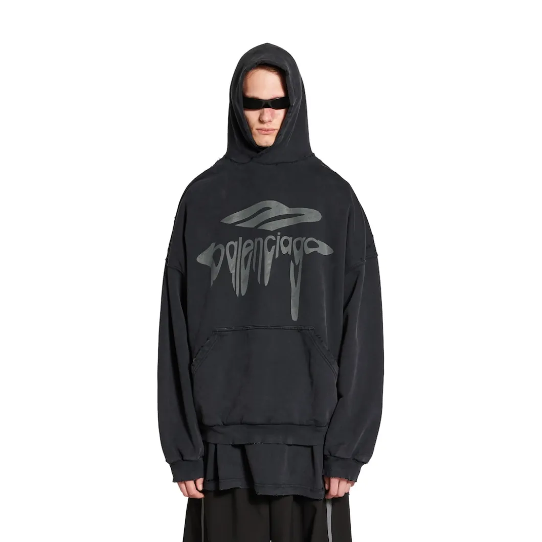 Men's 3b Liquified Hoodie Large Fit in Black/grey