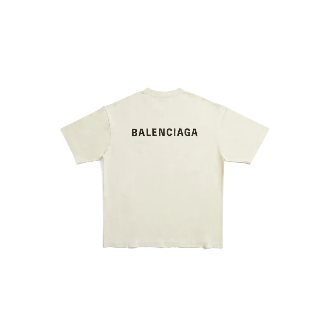 Men's Balenciaga Back T-shirt Medium Fit in Cream