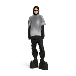 Men's Balenciaga Back T-shirt Medium Fit  in Grey