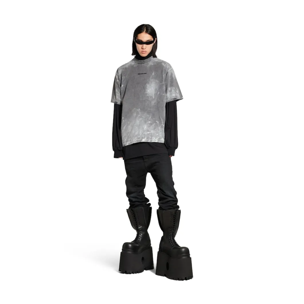Men's Balenciaga Back T-shirt Medium Fit in Grey