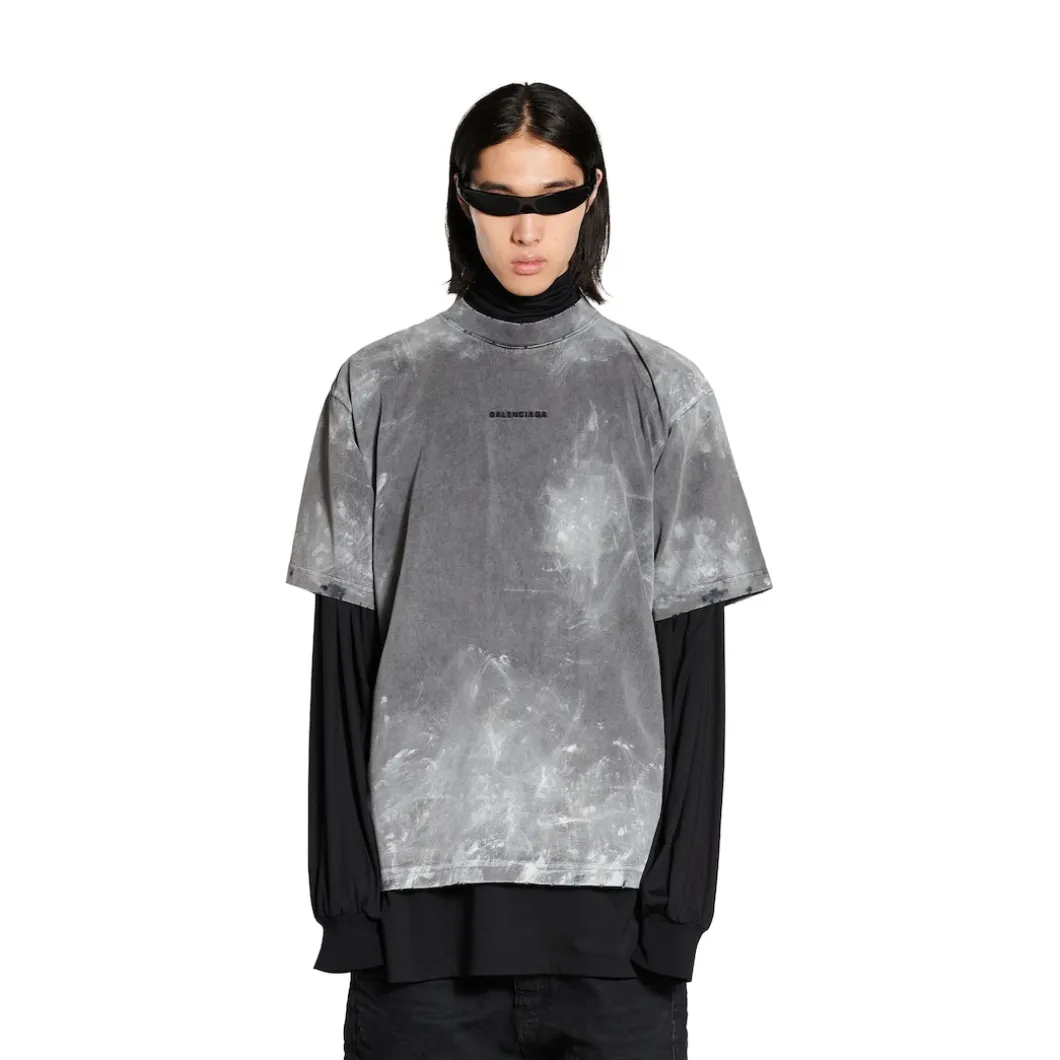 Men's Balenciaga Back T-shirt Medium Fit in Grey