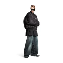 Men's Balenciaga Boxing Varsity Jacket in Black
