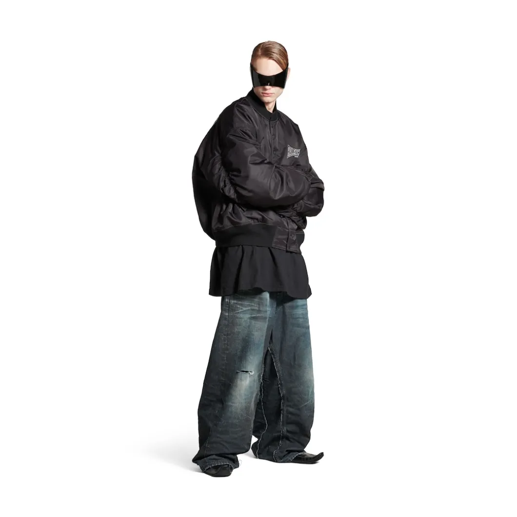 Men's Balenciaga Boxing Varsity Jacket in Black