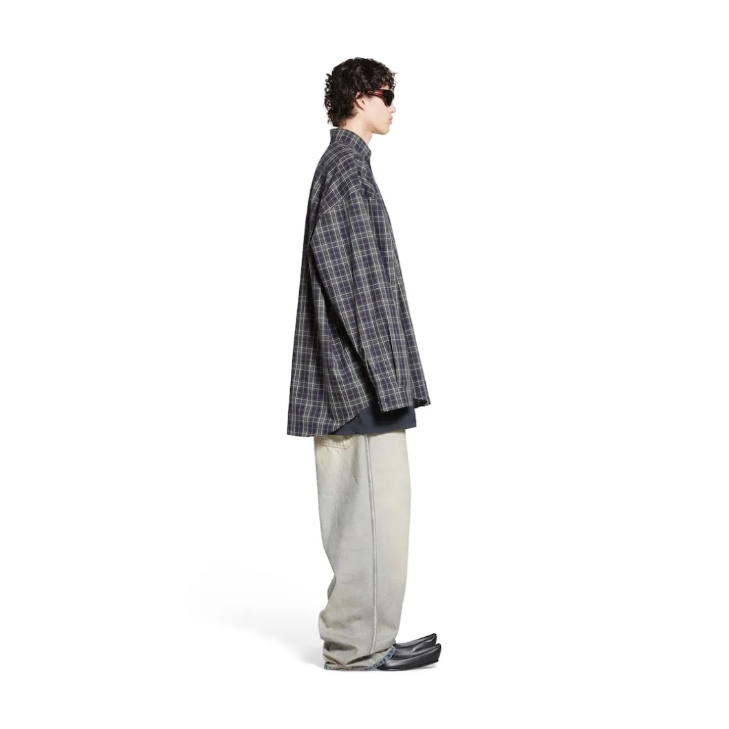 Men's Balenciaga Shirt Oversized in Dark Blue