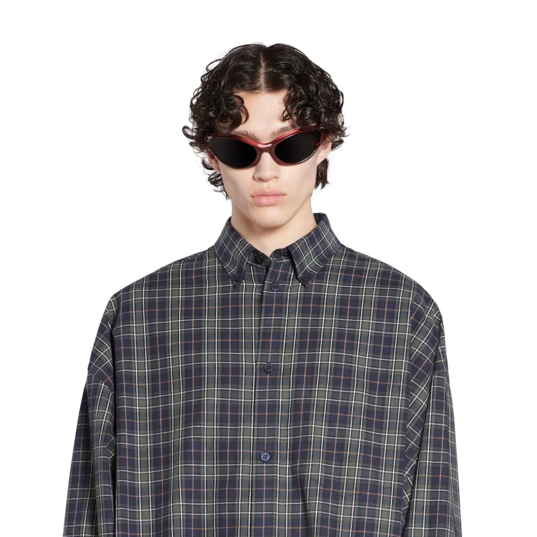 Men's Balenciaga Shirt Oversized in Dark Blue