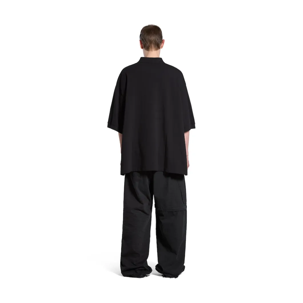 Men's Bb Classic Balenciaga Polo Shirt Oversized in Black