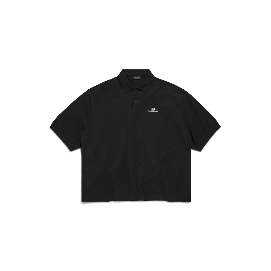 Men's Bb Classic Balenciaga Polo Shirt Oversized in Black