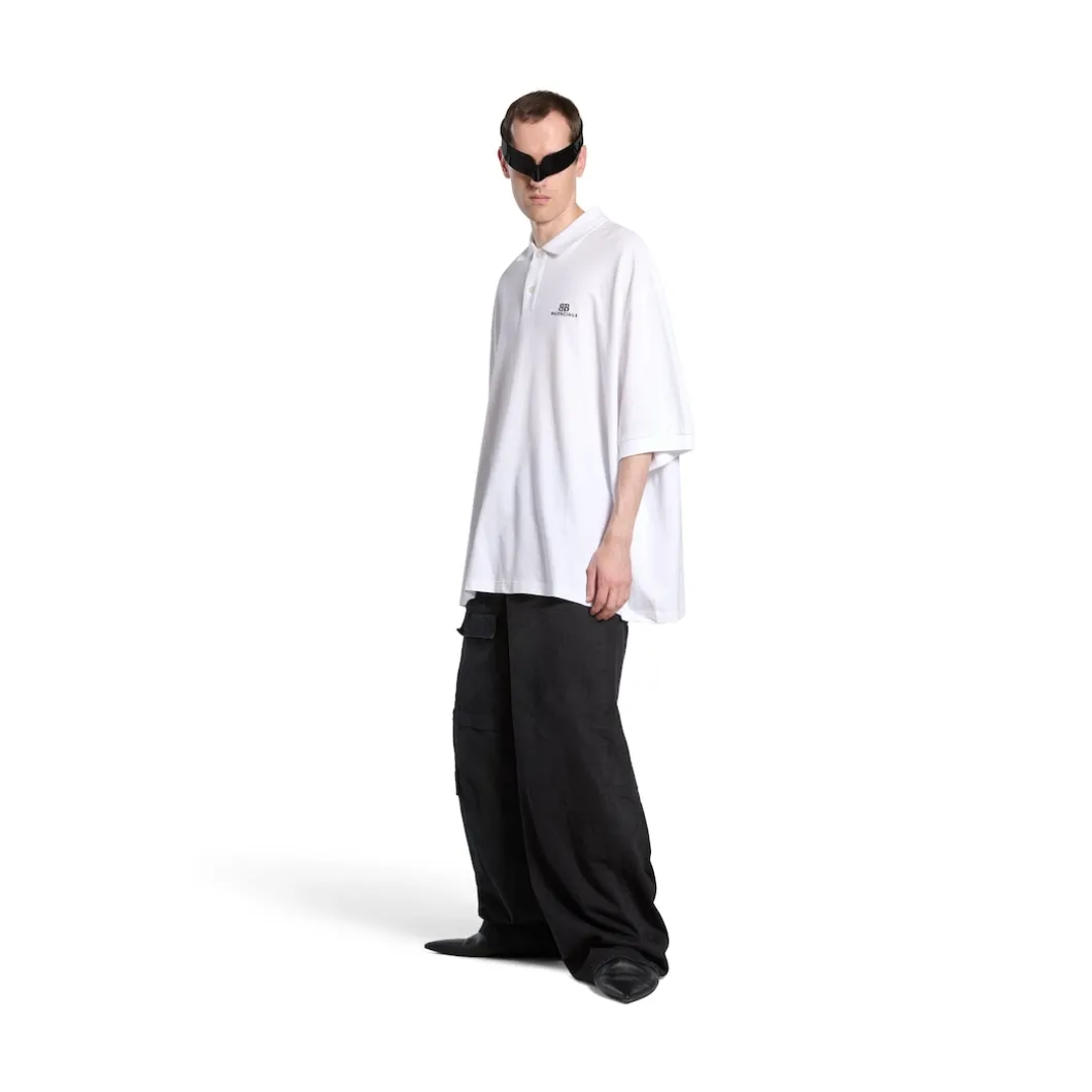 Men's Bb Classic Balenciaga Polo Shirt Oversized in White