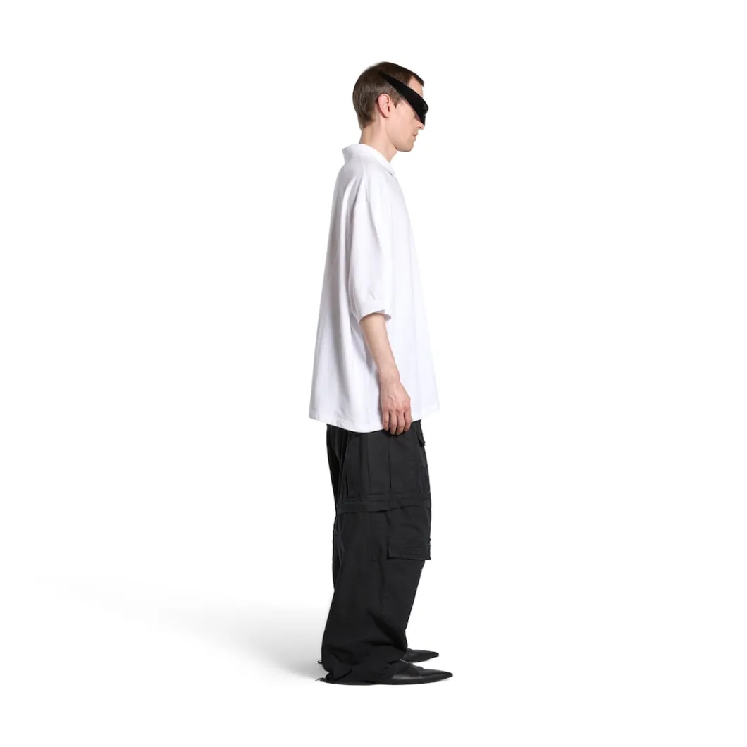 Men's Bb Classic Balenciaga Polo Shirt Oversized in White