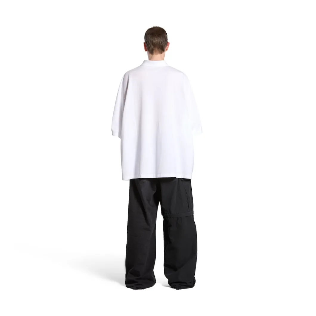 Men's Bb Classic Balenciaga Polo Shirt Oversized in White