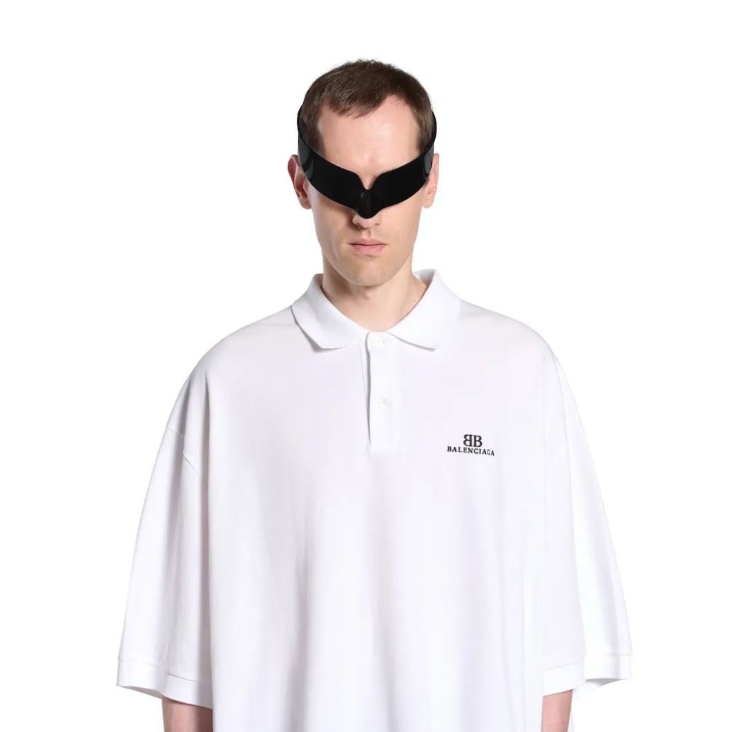 Men's Bb Classic Balenciaga Polo Shirt Oversized in White
