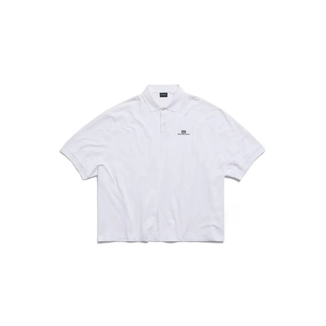 Men's Bb Classic Balenciaga Polo Shirt Oversized in White