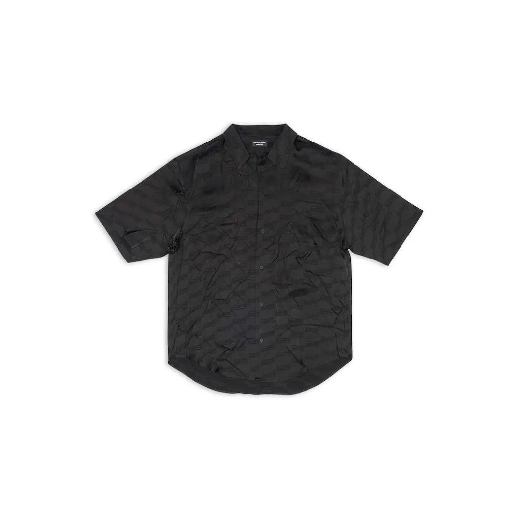 Men's Bb Monogram Minimal Short Sleeve Shirt in Black