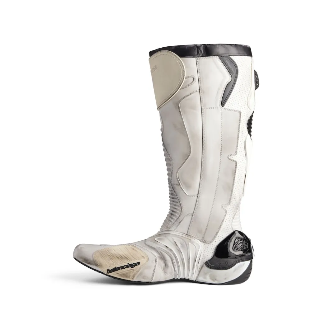 Men's Biker Boot in White/beige/black