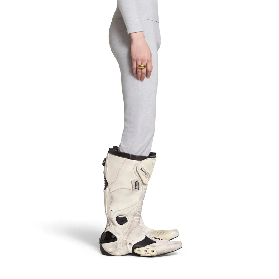 Men's Biker Boot in White/beige/black