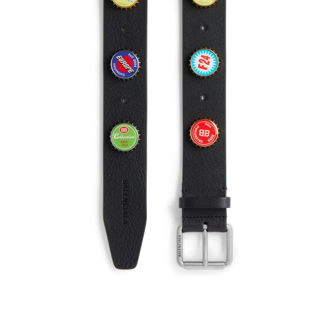 Men's Bottle Caps Belt in Black