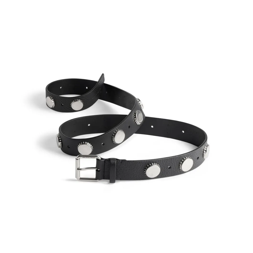 Men's Bottle Caps Belt in Black