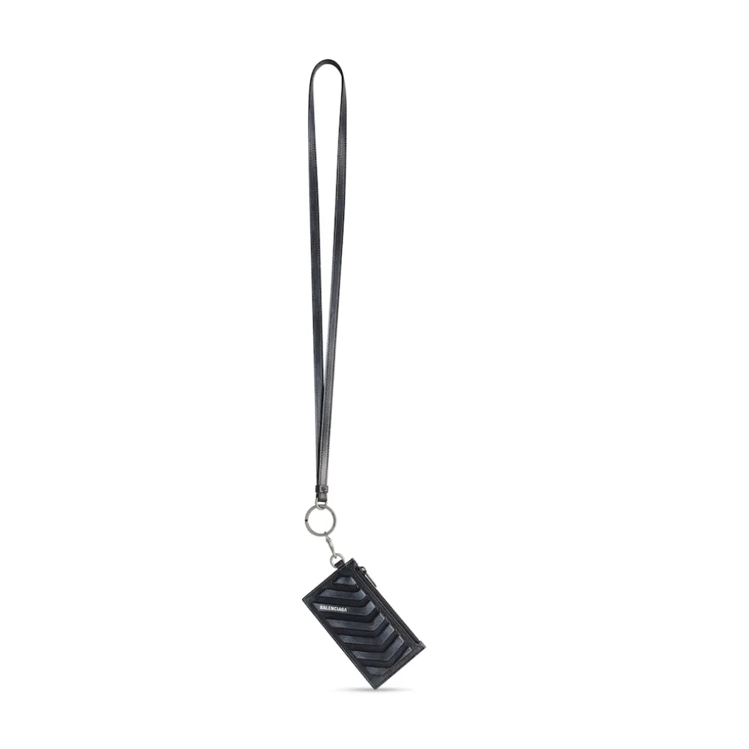 Men's Car Card Case On Keychain Dirty Effect in Black