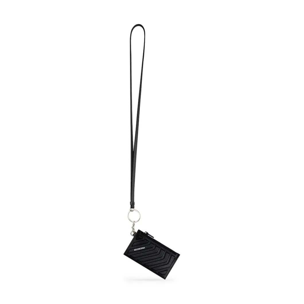 Men's Car Card Case On Keychain in Black
