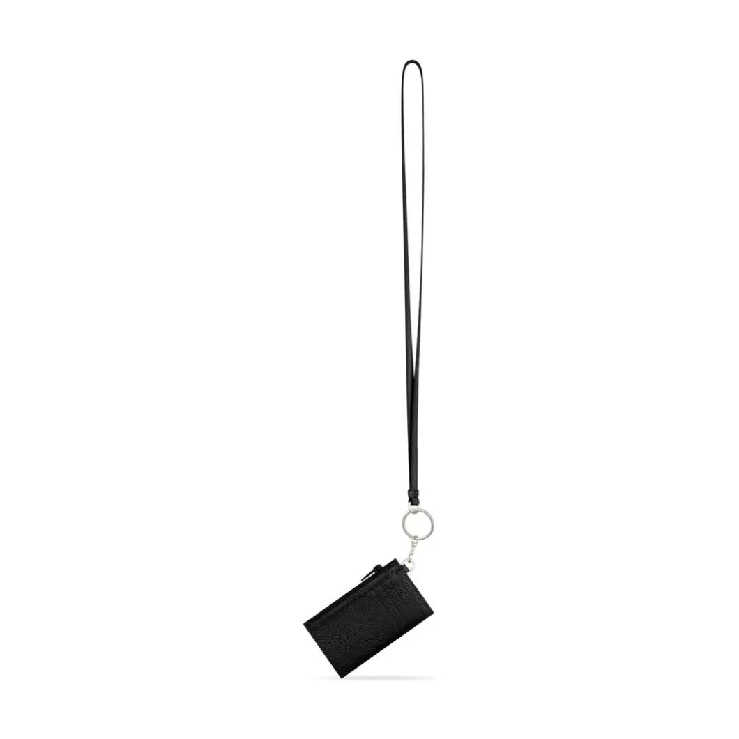 Men's Car Card Case On Keychain in Black