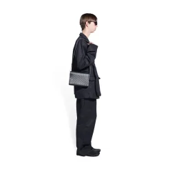 Men's Car Flap Bag With Strap in Black