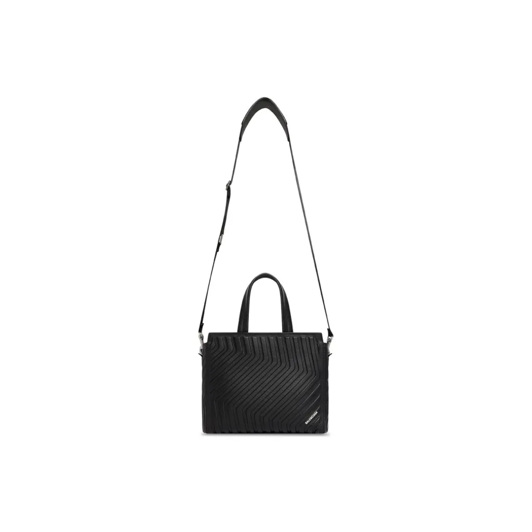 Men's Car Zipped Small East-west Tote Bag in Black