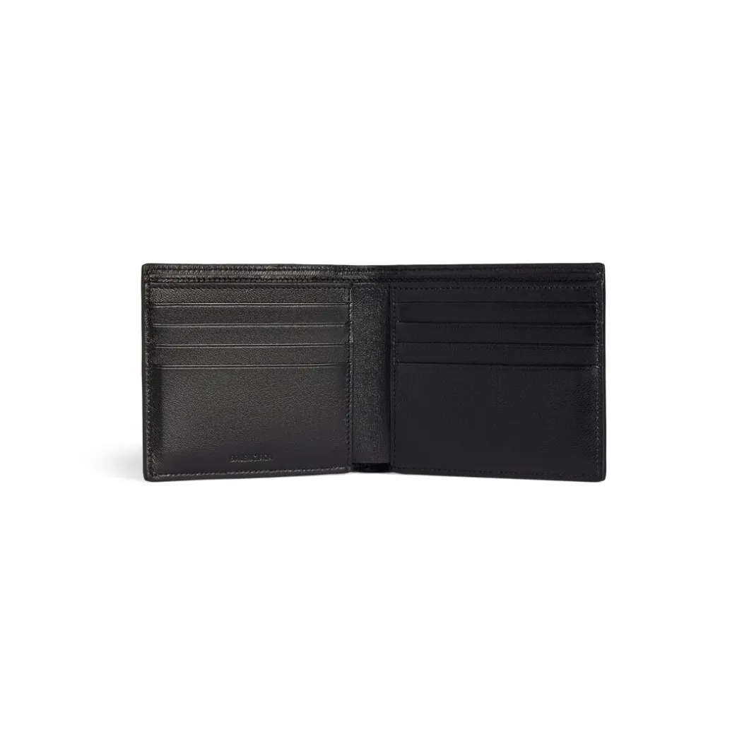 Men's Credit Square Folded Wallet in Black