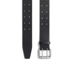 Men's Double Prong Chunky Belt in Black