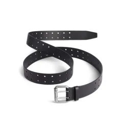 Men's Double Prong Chunky Belt  in Black