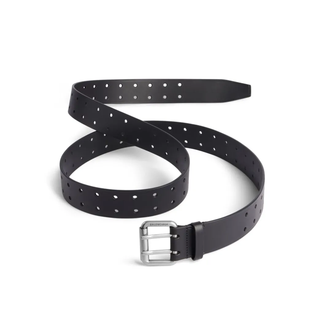 Men's Double Prong Chunky Belt in Black