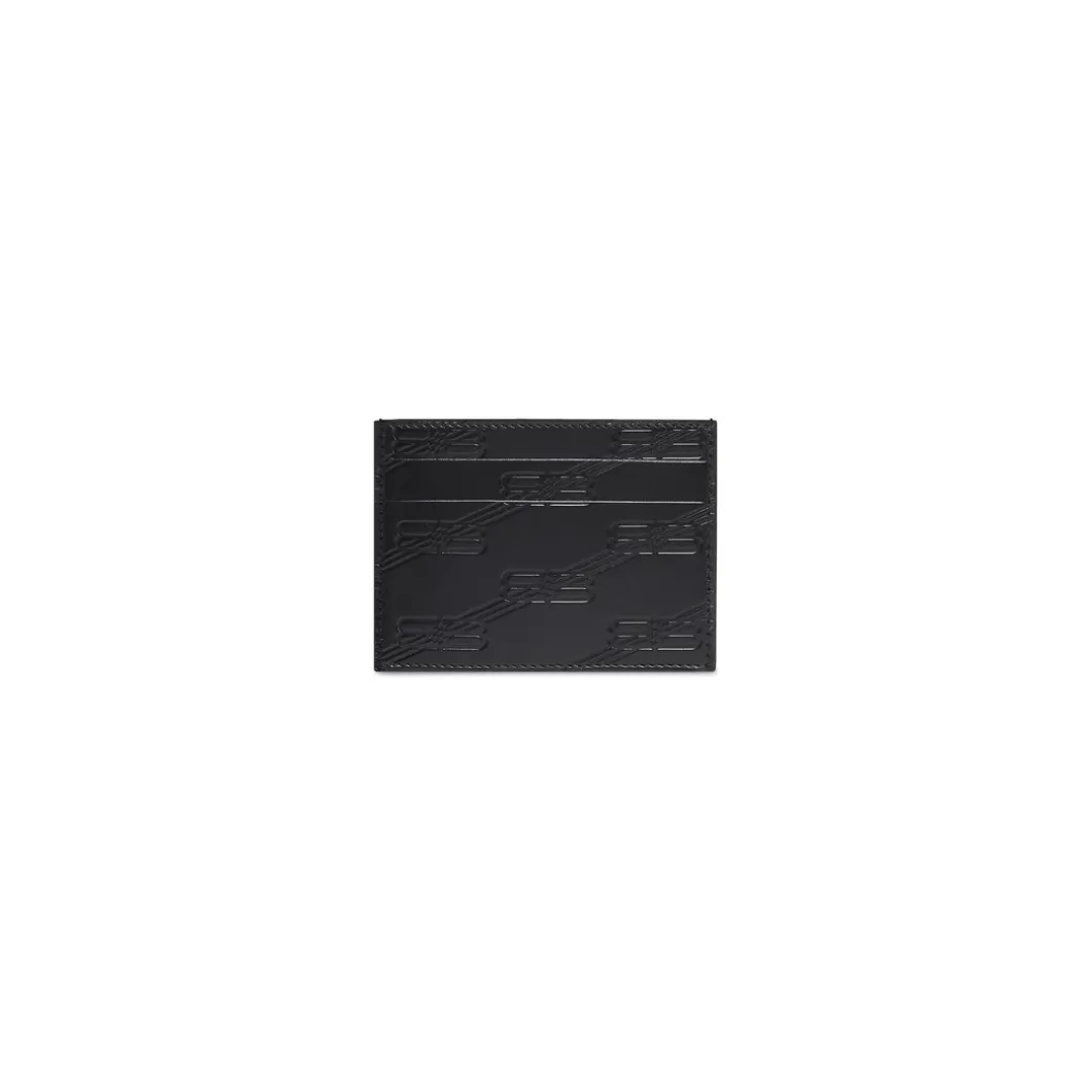 Men's Embossed Monogram Card Case Box in Black