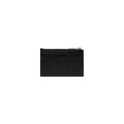 Men's Embossed Monogram Long Coin And Card Holder Box in Black