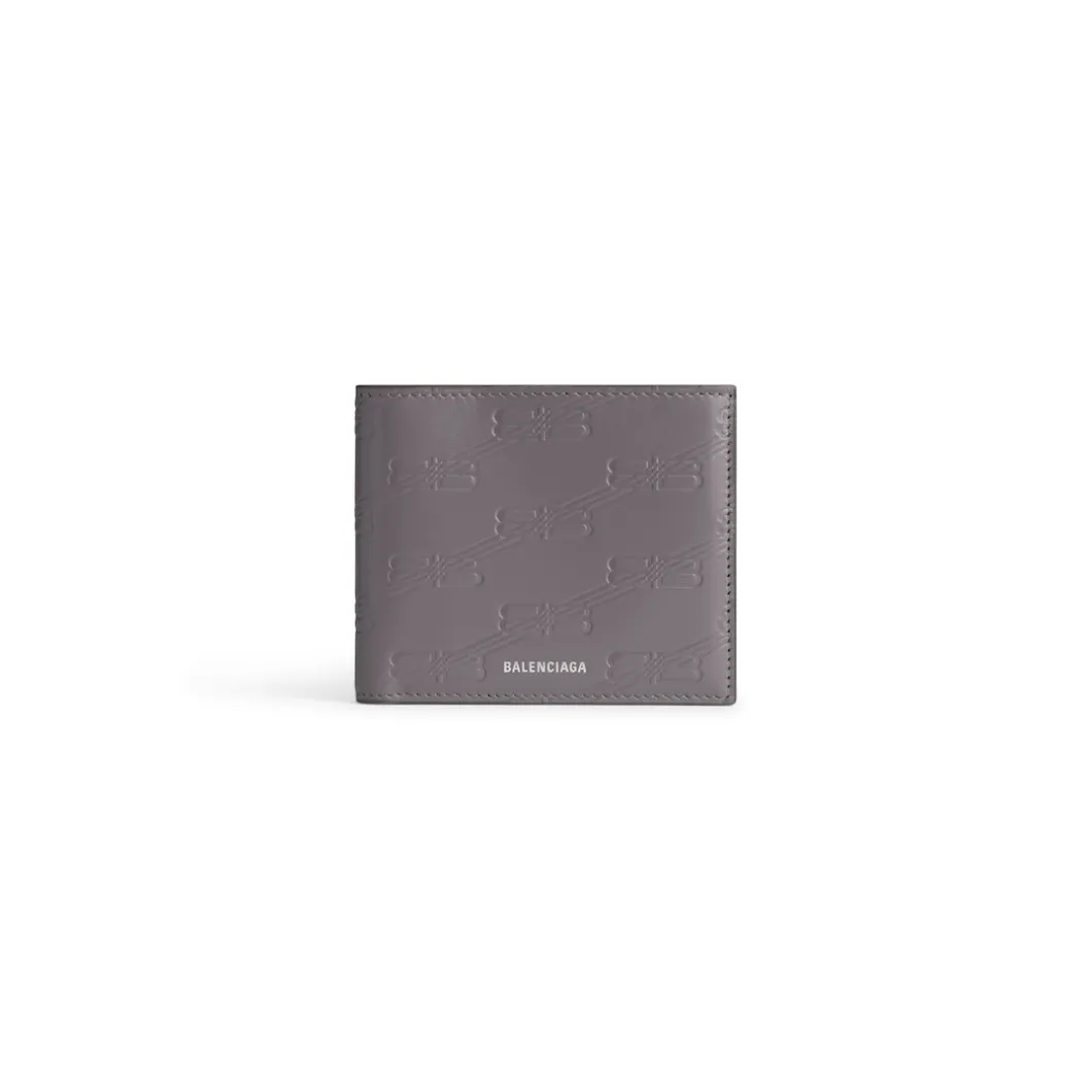 Men's Embossed Monogram Square Folded Wallet Box in Dark Grey
