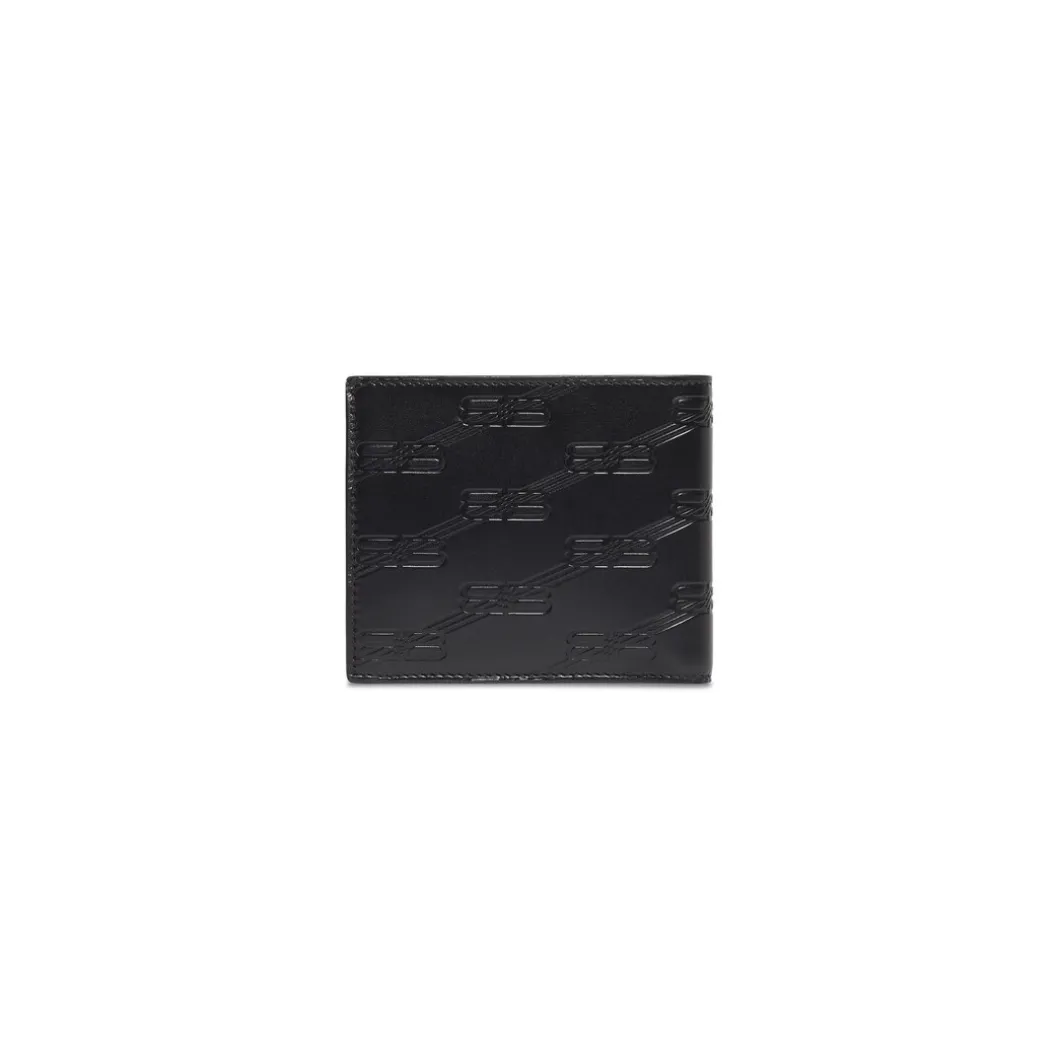 Men's Embossed Monogram Square Folded Wallet Box in Black