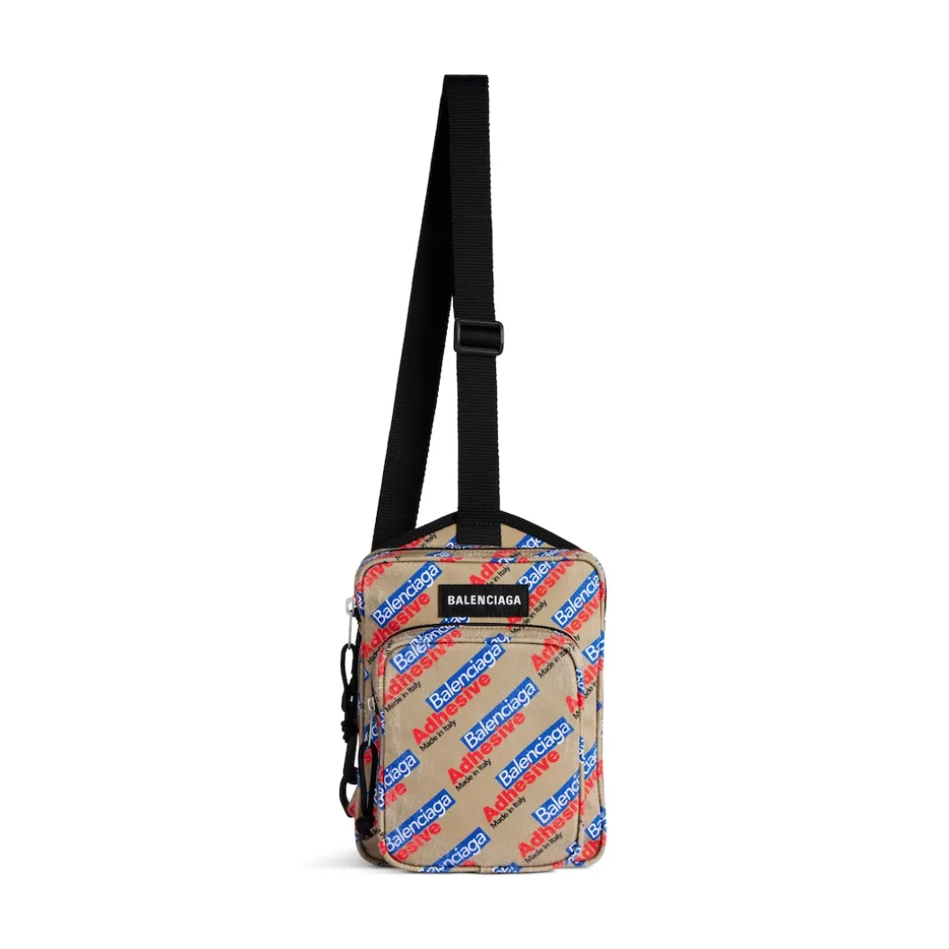 Men's Explorer Crossbody Messenger Bag in Beige/red/blue