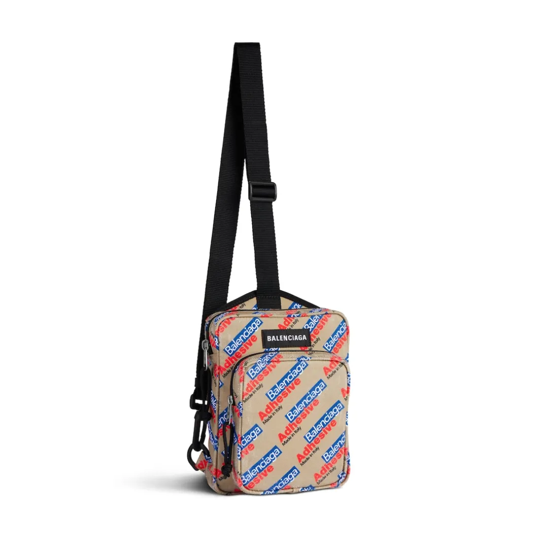 Men's Explorer Crossbody Messenger Bag in Beige/red/blue