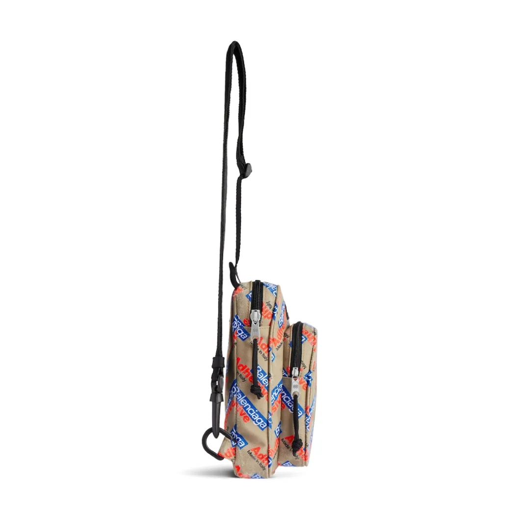 Men's Explorer Crossbody Messenger Bag in Beige/red/blue