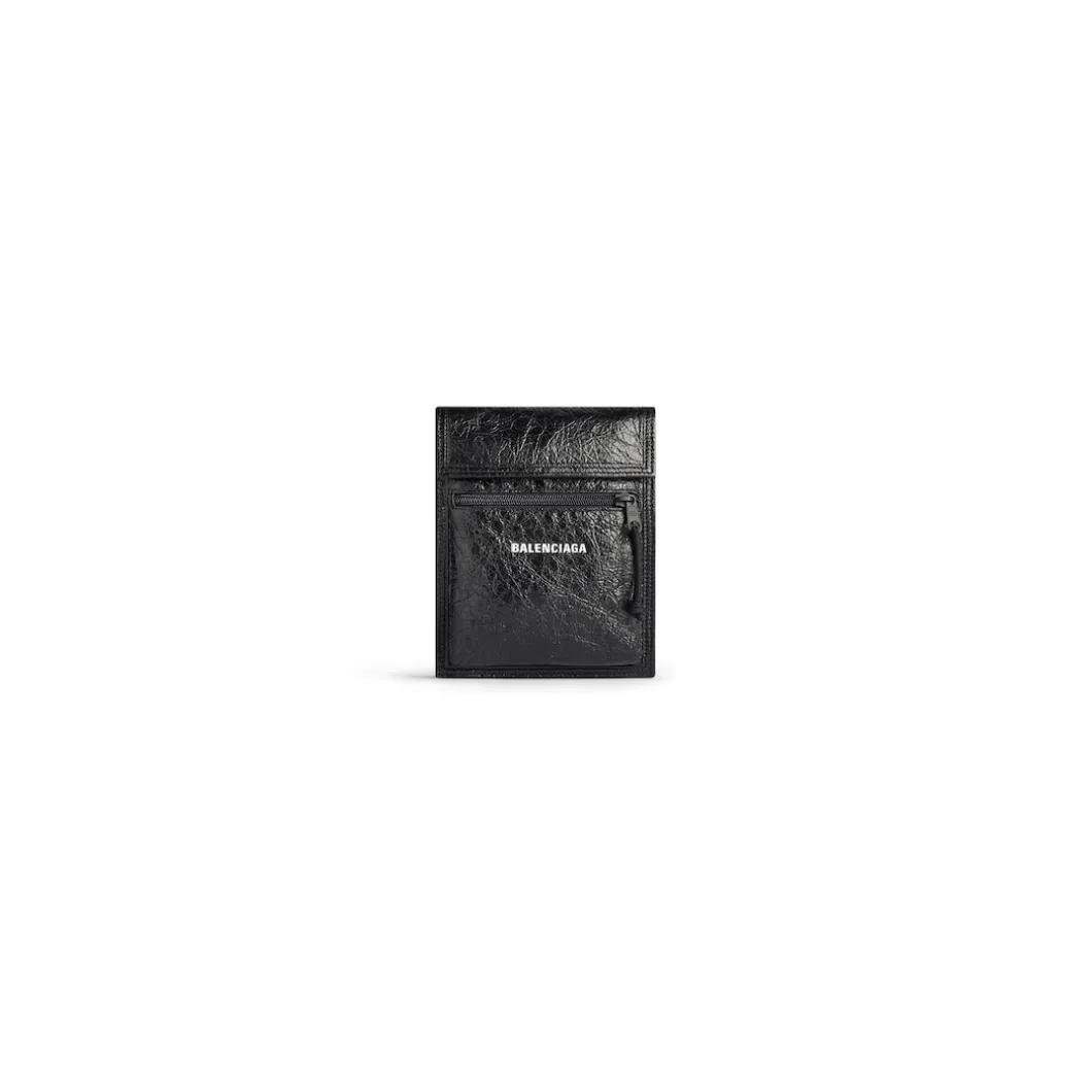 Men's Explorer Small Pouch With Strap in Black