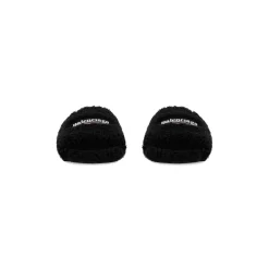 Men's Furry Slide Sandal in Black/white/red