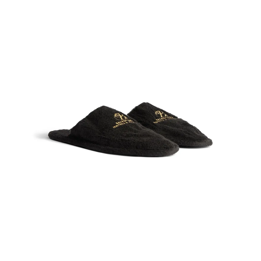 Men's Hotel Flat Mule in Black/gold