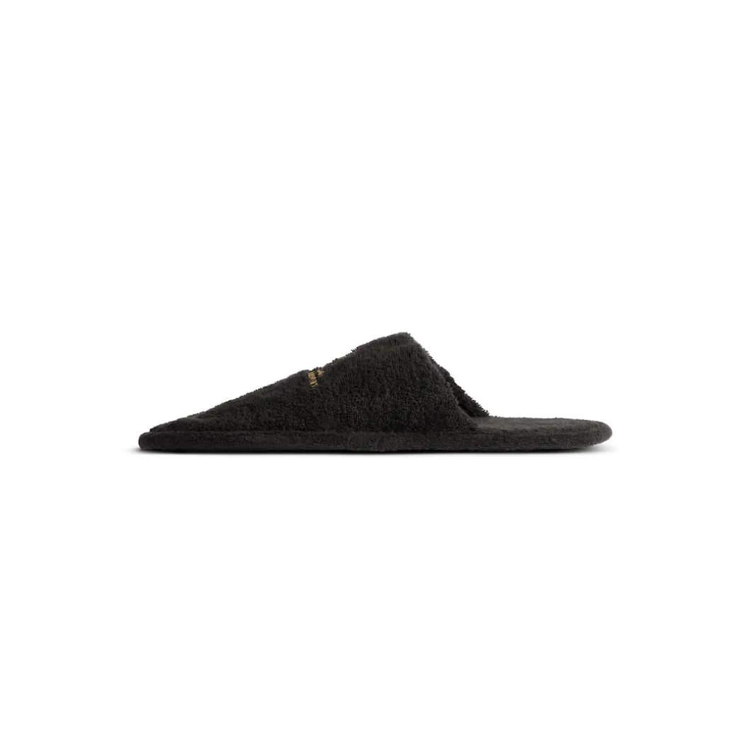 Men's Hotel Flat Mule in Black/gold