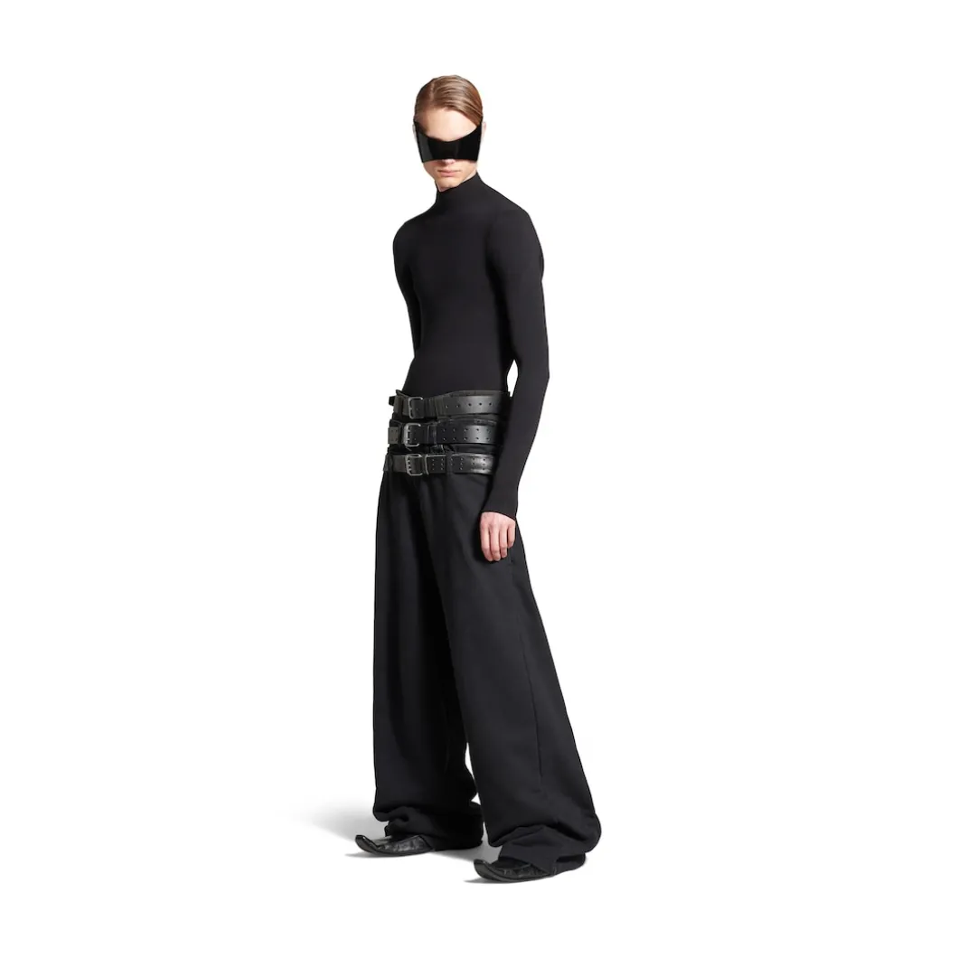 Men's Layered Jogging Pants in Black